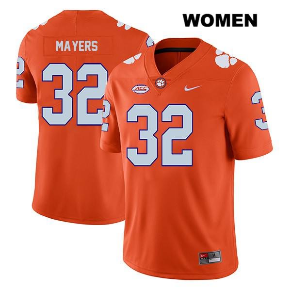 Women's Clemson Tigers #32 Sylvester Mayers Stitched Orange Legend Authentic Nike NCAA College Football Jersey LLS4446JQ